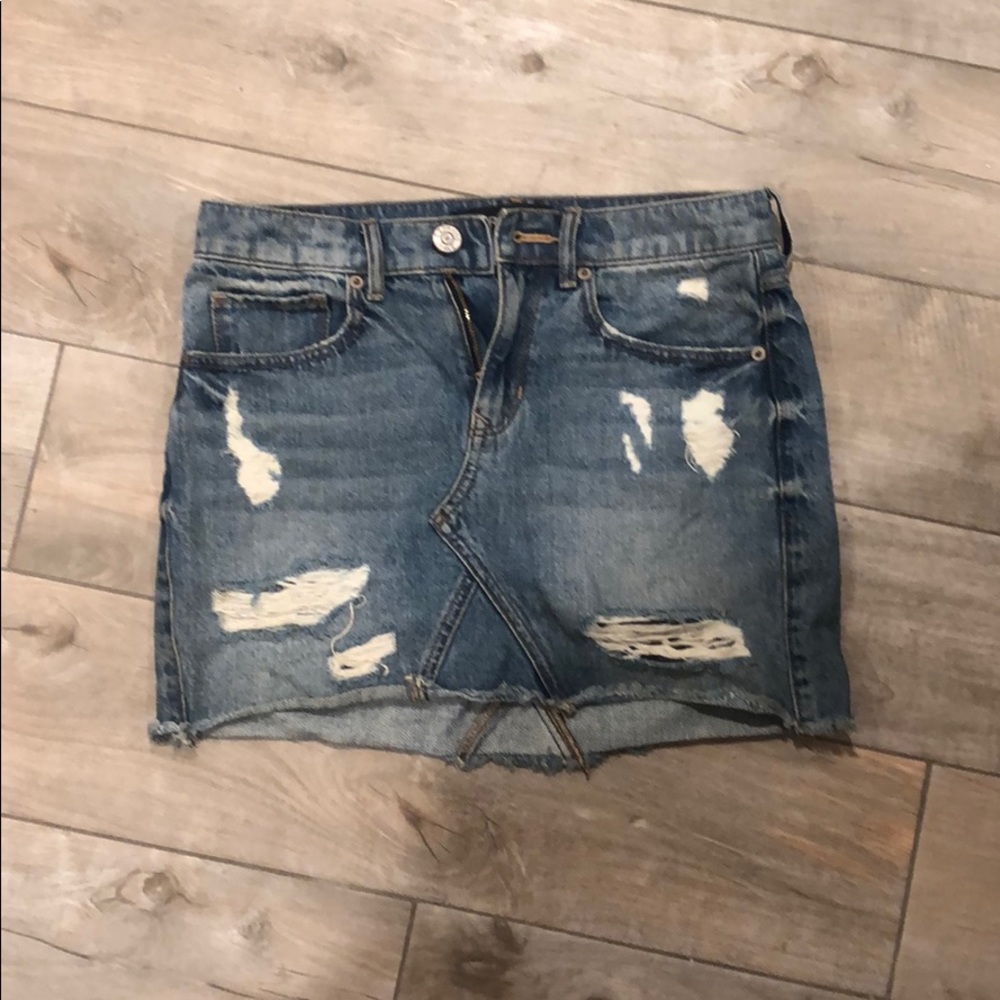 Express Destroyed Jean mini skirt